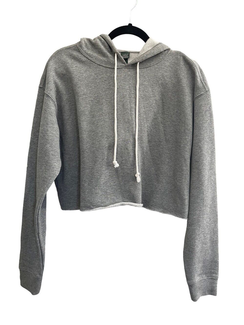 Wild Fable Women's Small Heather Gray Cropped Hoodie Oversize Drawstring #OL6